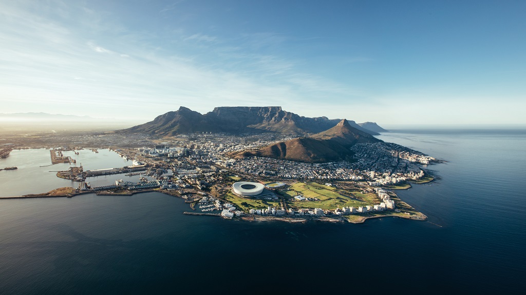 Aerial coastal view of Cape Town, South Africa