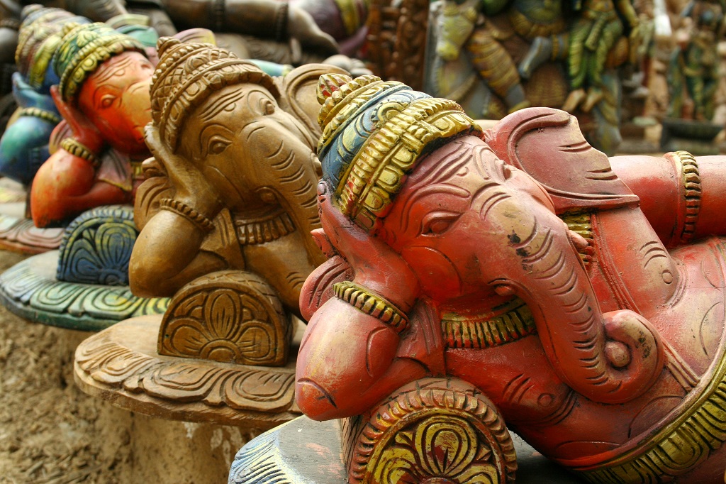 Sculptures of Hindu elephant-faced deity Ganesha