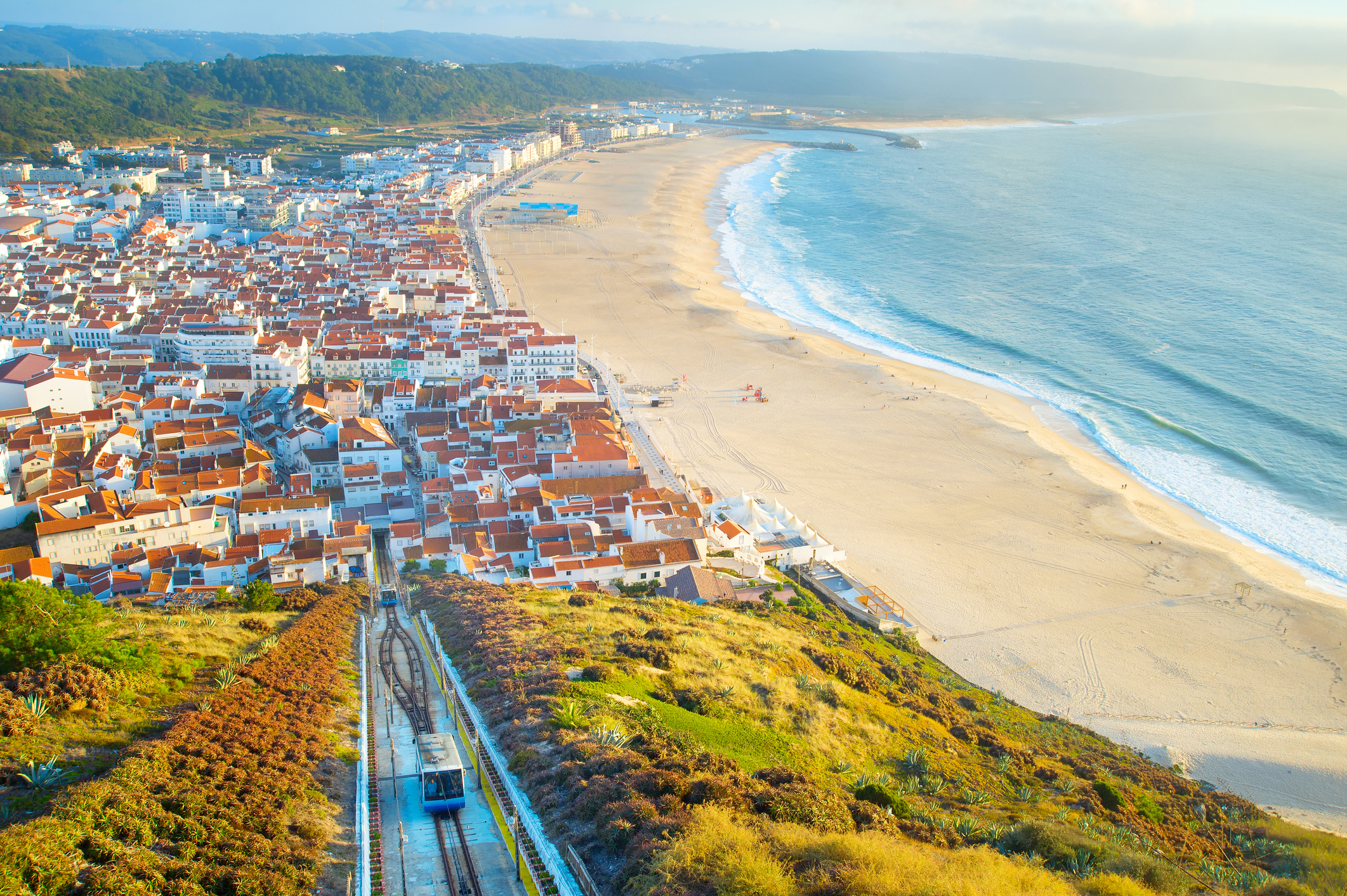 Nazare skyline, funicular beach Portugal