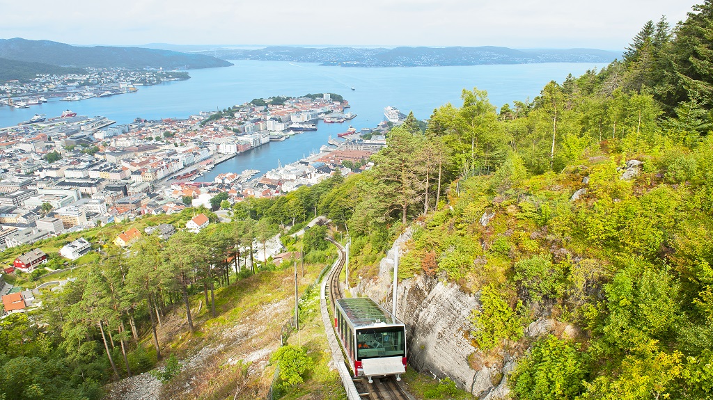 Funicular on Mount Floyen in Bergen, Norway