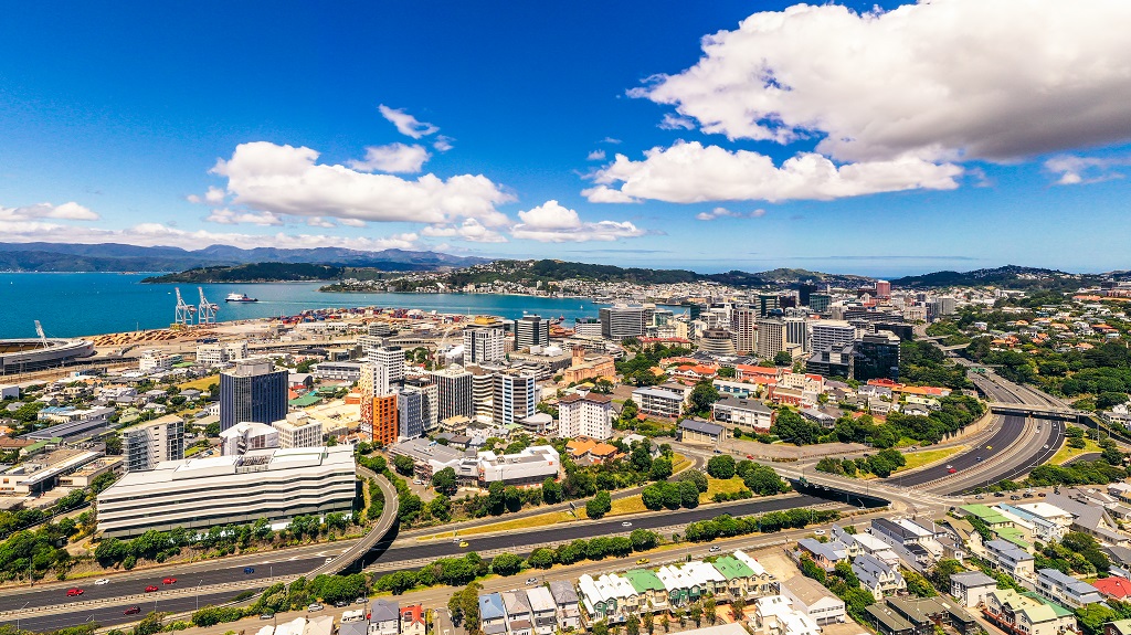 Aerial view of Wellington, New Zealand