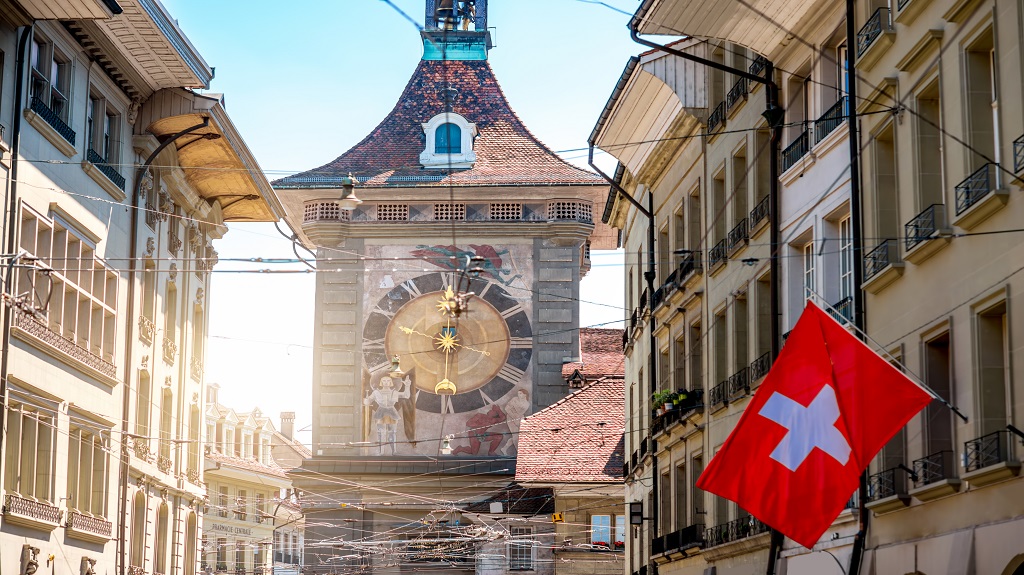 Clock tower in Bern city Clock tower in Bern city
