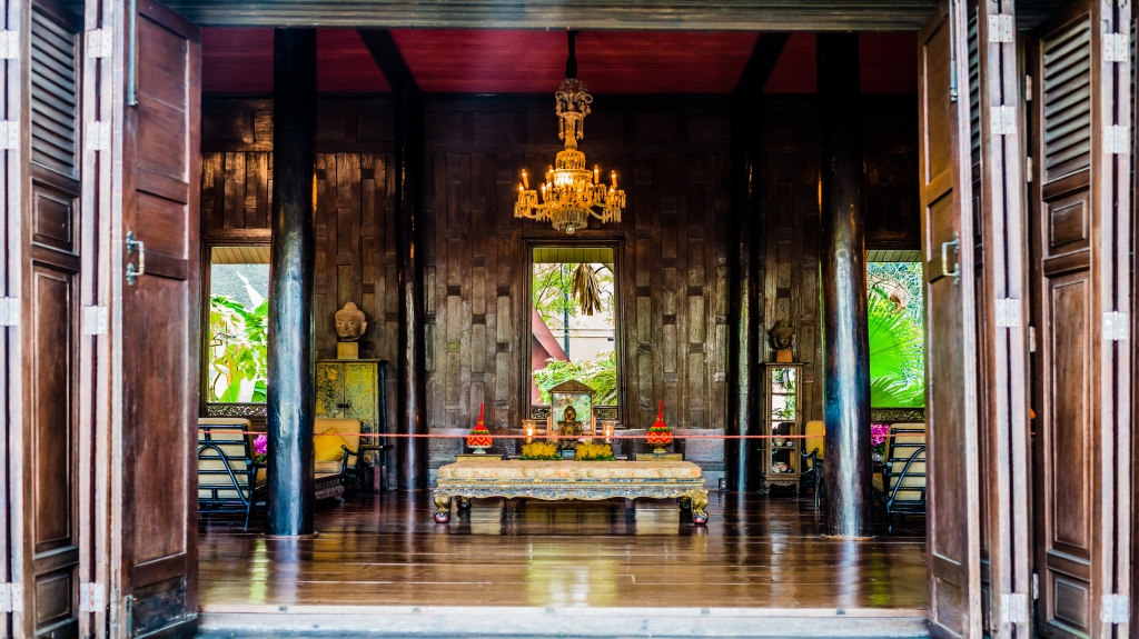 buddha altar at Jim Thompson House museum  bangkok thailand